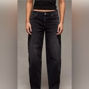 American Eagle Outfitters Washed Black Barrel leg jeans in size 6